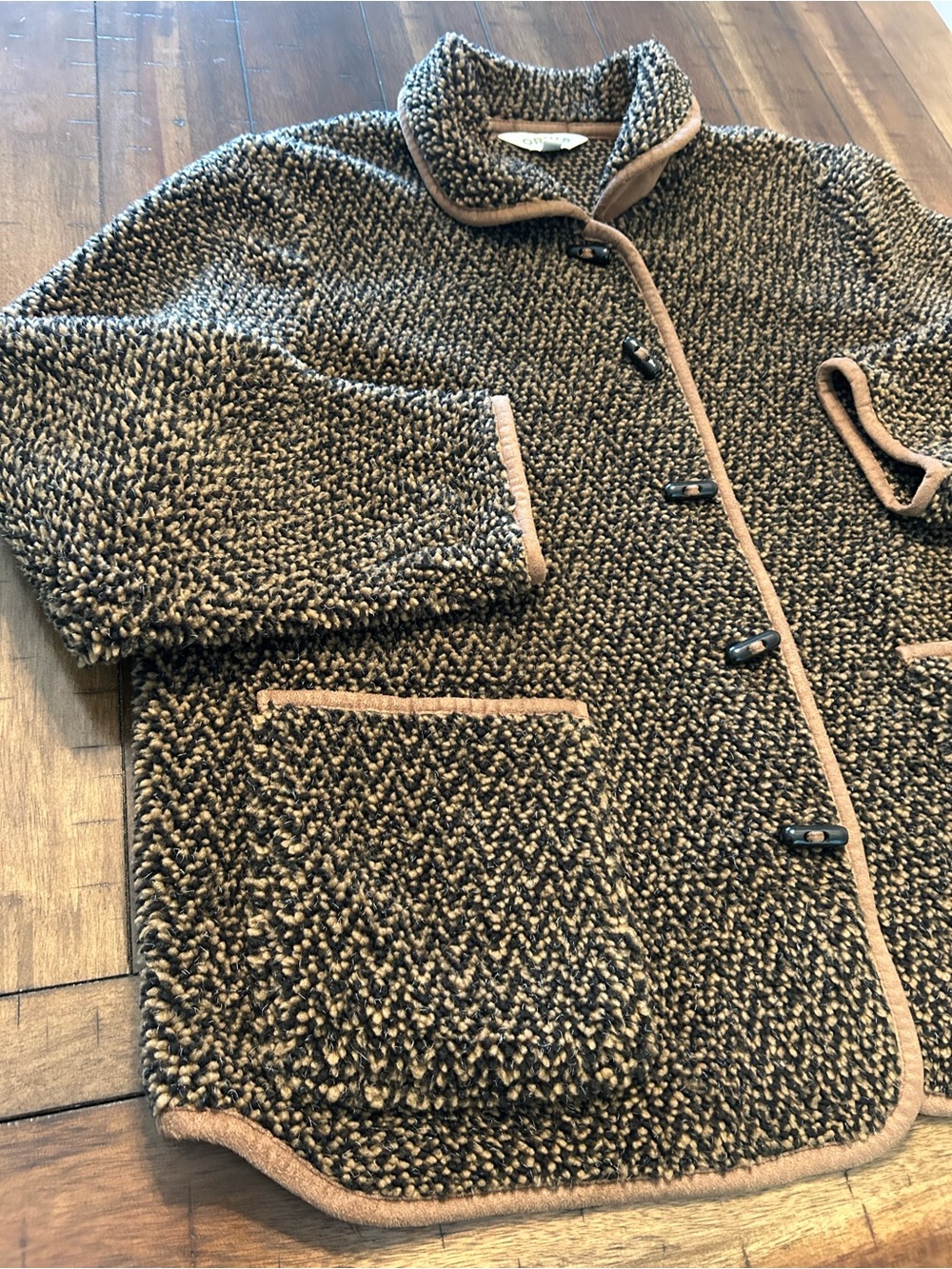 Orvis Tweed-Style Bouclé Jacket with Tan Trim XL - Picture 3 of 8